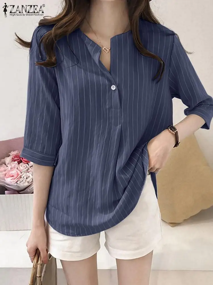 Women Vintage Striped Blouse 2023 ZANZEA Femme V Neck Work Blusas Summer Tunic Tops Elegant Work OL Shirt Oversize Chemise
Women Vintage Striped Blouse 2023 ZANZEA Femme V Neck Work Blusas Summer Tunic Tops Elegant Work OL Shirt Oversize Chemise