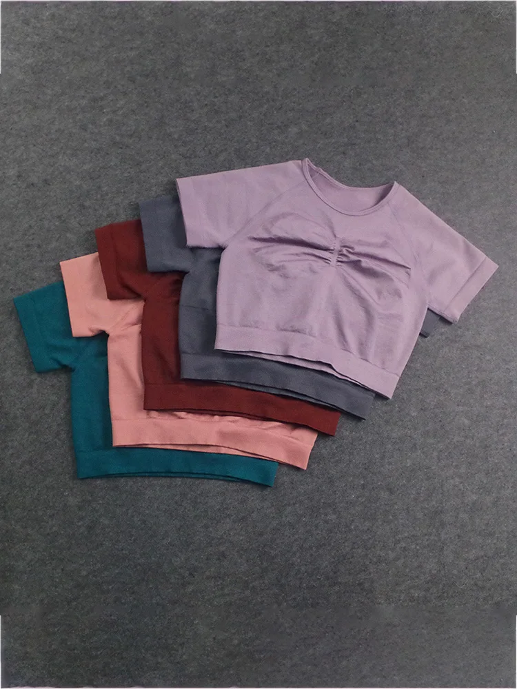10 Colors Seamless Short Sleeve Shirts Women Sport Yoga Shirt Breathable Elastic Top Sexy Tight T-shirt Girl Athletic Shirts Top 
10 Colors Seamless Short Sleeve Shirts Women Sport Yoga Shirt Breathable Elastic Top Sexy Tight T-shirt Girl Athletic Shirts Top