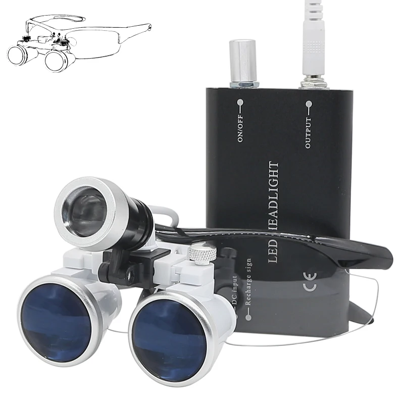 3.5X Dental Binocular Loupe with 1W Dentistry Adjustable Brightness Medical Headlight Rechargeable Lithium Battery
3.5X Dental Binocular Loupe with 1W Dentistry Adjustable Brightness Medical Headlight Rechargeable Lithium Battery