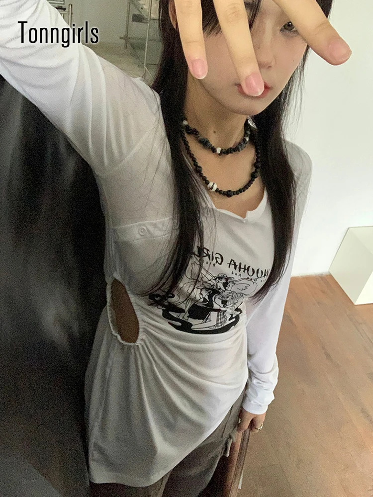 Tonngirls Retro Graffiti Print T Shirt Women Sexy Slim Y2k Irregual Vintage Tops Long Sleeve O-neck Tops Grunge Tee Tops Korean
Tonngirls Retro Graffiti Print T Shirt Women Sexy Slim Y2k Irregual Vintage Tops Long Sleeve O-neck Tops Grunge Tee Tops Korean