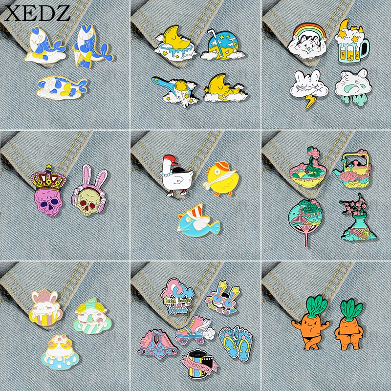 2-6 Pcs/Set Creative Cartoon Enamel Pin Vintage Fashion Chicken Duck Skeleton Skate Brooch Badge Jewelry Gifts for Friends Kids
2-6 Pcs/Set Creative Cartoon Enamel Pin Vintage Fashion Chicken Duck Skeleton Skate Brooch Badge Jewelry Gifts for Friends Kids