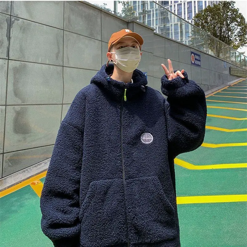 Winter Men Hoodies Velvet Thick Coat Oversize Korean Student Lambswool Embroidered Fleece Super Warm Black Streetwear Jacket
Winter Men Hoodies Velvet Thick Coat Oversize Korean Student Lambswool Embroidered Fleece Super Warm Black Streetwear Jacket