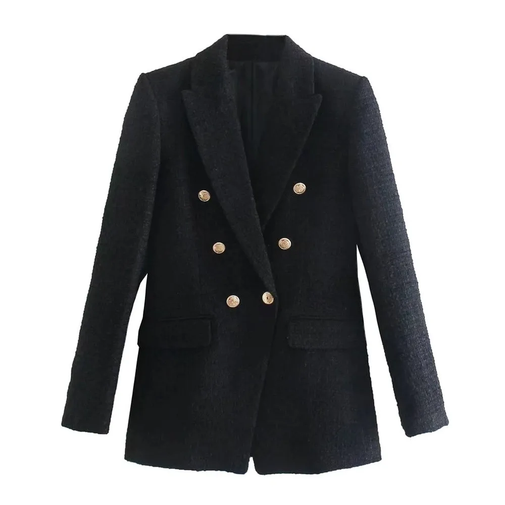 Huaxiafan Women Fashion With Metal Button Tweed Blazer Coat Vintage Long Sleeve Flap Pockets Female Outerwear Chic Veste
Huaxiafan Women Fashion With Metal Button Tweed Blazer Coat Vintage Long Sleeve Flap Pockets Female Outerwear Chic Veste