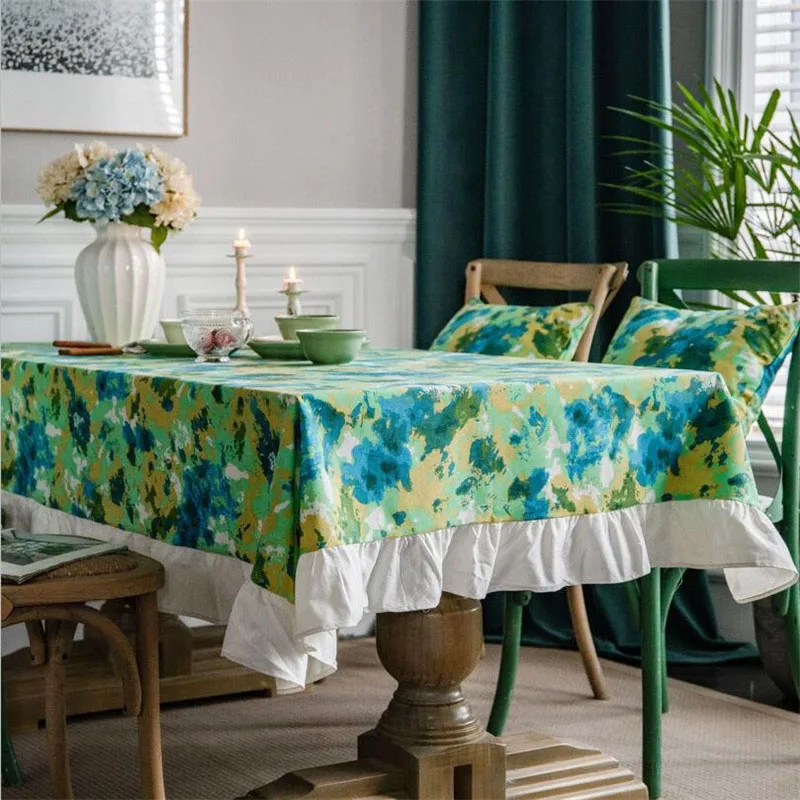 Скатерть из хлопка и льна с принтом, зеленая круглая прямоугольная скатерть с оборками для стола
Скатерть из хлопка и льна с принтом, зеленая круглая прямоугольная скатерть с оборками для стола