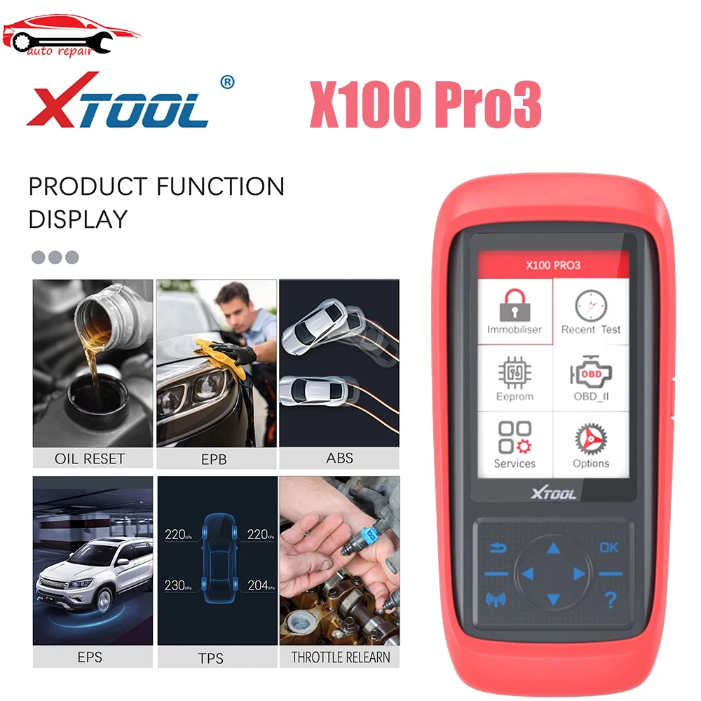 XTOOL X100 PRO3 OBD2 автомобильный ключ программатор считыватель кодов с EPB ABS TPS специальные функции диагностические инструменты бесплатное обновление
XTOOL X100 PRO3 OBD2 автомобильный ключ программатор считыватель кодов с EPB ABS TPS специальные функции диагностические инструменты бесплатное обновление