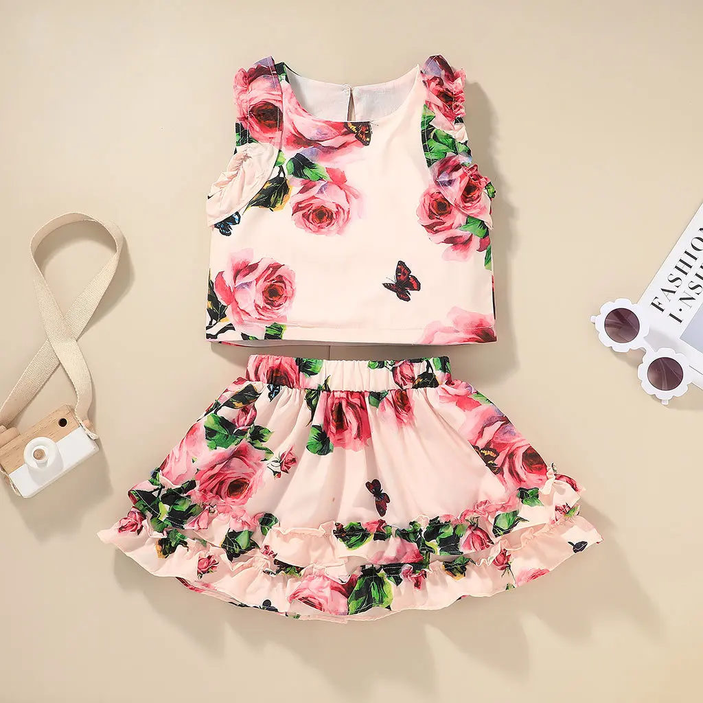 2022 New Summer Clothes Sets Sleeveless O Neck Floral Ruffles Pink Cute 2 Piece Sets Designer Boys Clothes Sets 9M-4T
2022 New Summer Clothes Sets Sleeveless O Neck Floral Ruffles Pink Cute 2 Piece Sets Designer Boys Clothes Sets 9M-4T