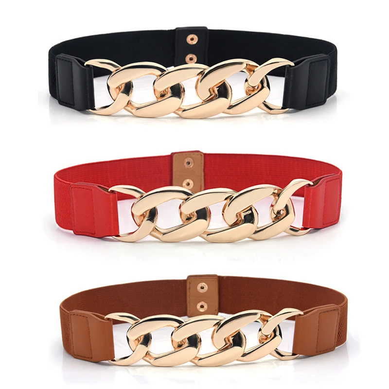 Punk Fashion Women Elastic Belts Designer Luxury PU Thick Chain Waist Strap Dress Coat Sweater Lady Decorative Waistband Tourzoo
Punk Fashion Women Elastic Belts Designer Luxury PU Thick Chain Waist Strap Dress Coat Sweater Lady Decorative Waistband Tourzoo