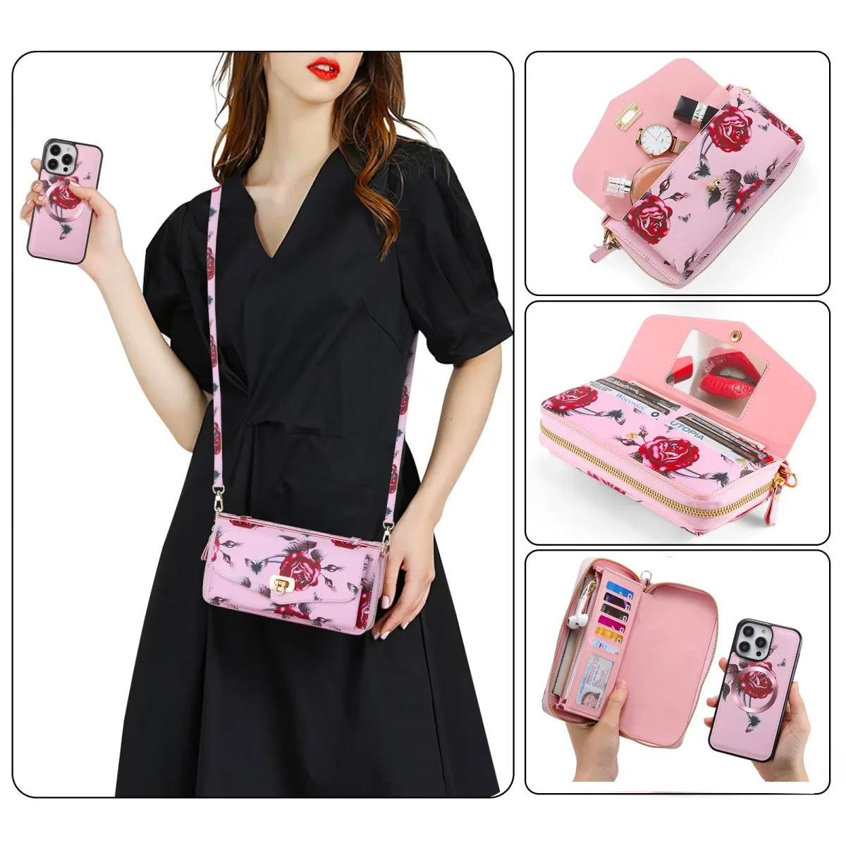For iPhone 14 Pro Max Case Flower Detachable Zipper Purse Shoulder Hand Strap Wallet Cover for iPhone 13 Mini 12 Wireless Charge
For iPhone 14 Pro Max Case Flower Detachable Zipper Purse Shoulder Hand Strap Wallet Cover for iPhone 13 Mini 12 Wireless Charge