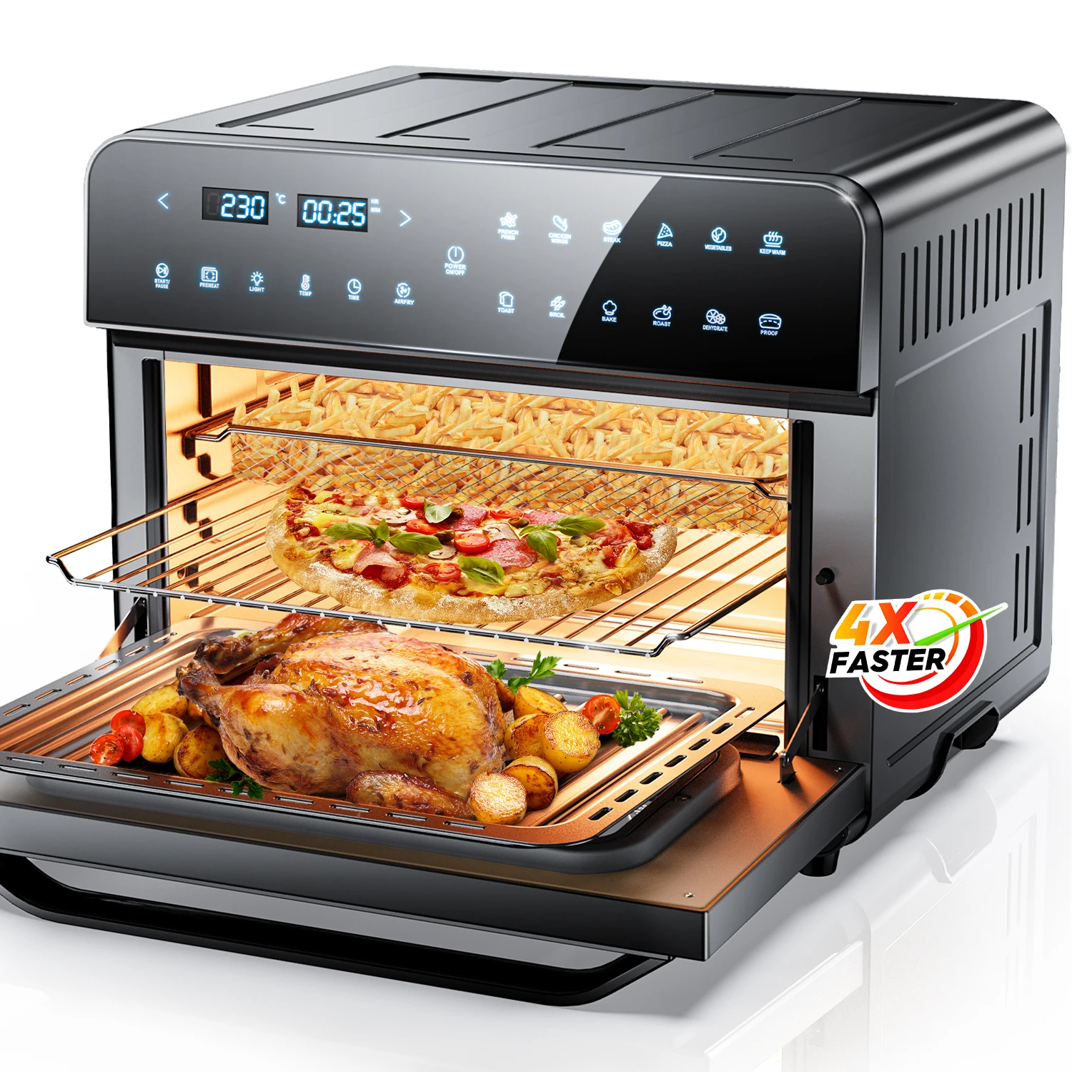 CalmDo 1800W 25L Hot Air Fryer Oven with 12 Programs Keep Warm Function Touch Screen Smart Air Fryer Oven Savings with Gas Fees
CalmDo 1800W 25L Hot Air Fryer Oven with 12 Programs Keep Warm Function Touch Screen Smart Air Fryer Oven Savings with Gas Fees