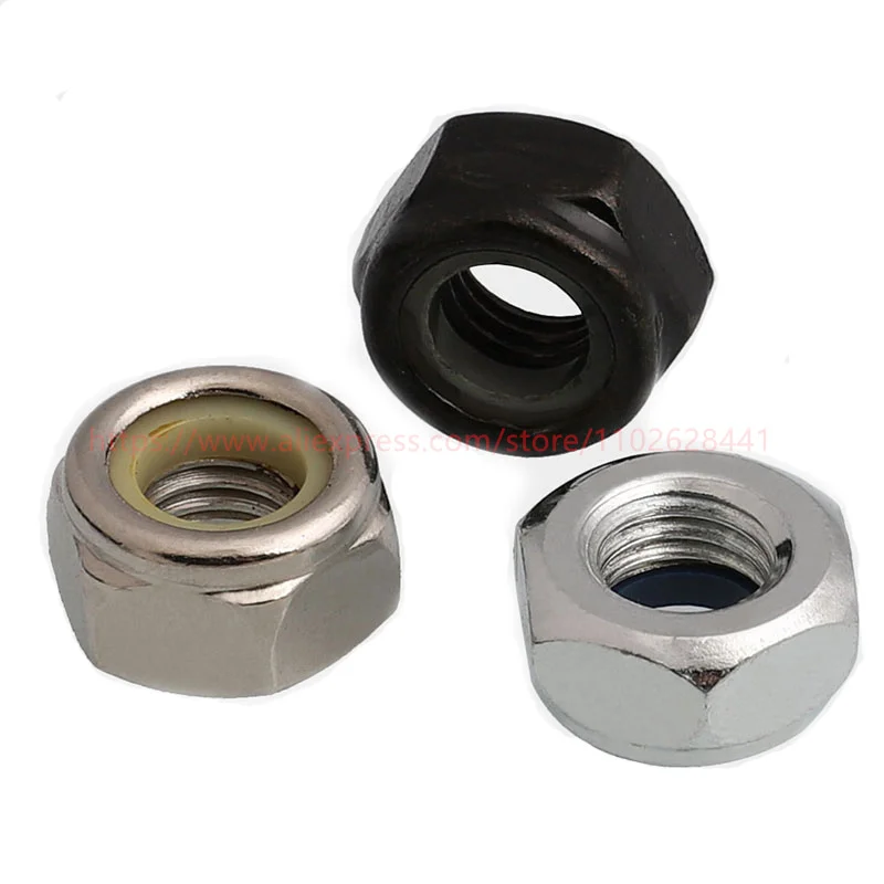 

M2 M2.5 M3 M4 M5 M6 M8 M10 M12 Black Zinc White Nickle Plate Hex Nylon Insert Lock Nut Hexagon Self-locking Locknut