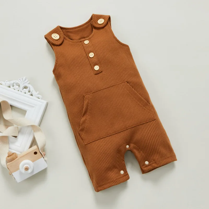 Baby Girls Boys Romper, Summer Autumn Infant Solid Color Button Decoration Sleeveless Jumpsuit Round Collar Suspender Shorts
Baby Girls Boys Romper, Summer Autumn Infant Solid Color Button Decoration Sleeveless Jumpsuit Round Collar Suspender Shorts