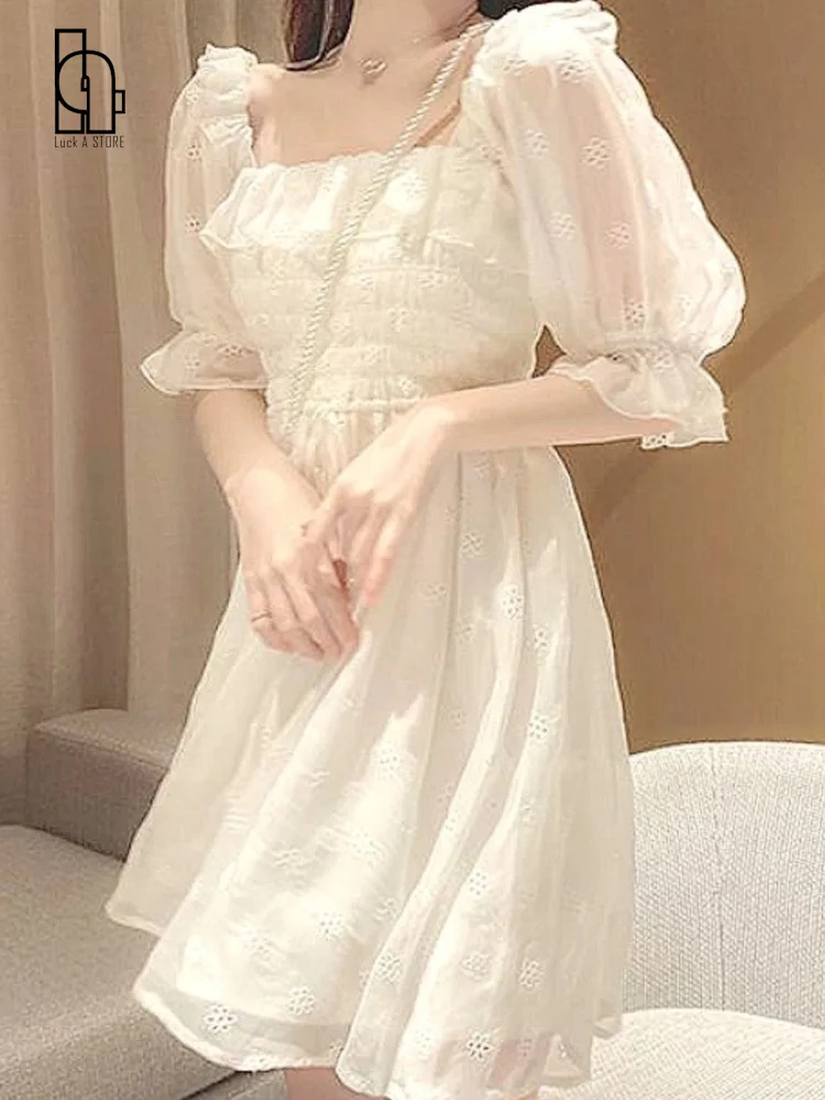 Фото Женское шифоновое платье Luck A белое элегантное винтажное во французском стиле с