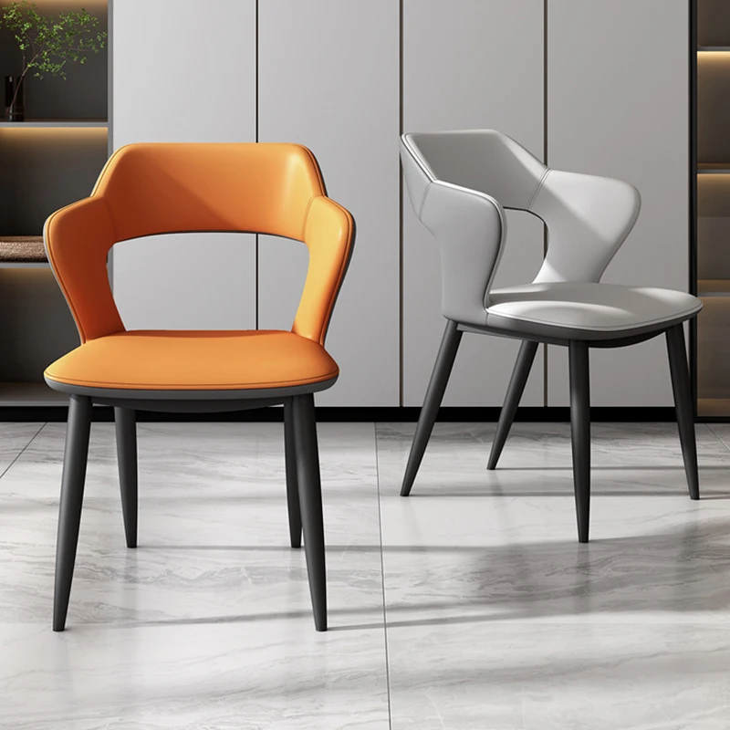 

Современный дизайнерский обеденный стул в скандинавском стиле, эргономичный металлический кожаный мягкий стул для гостиной, кресло для парикмахера, домашняя мебель XY50DC