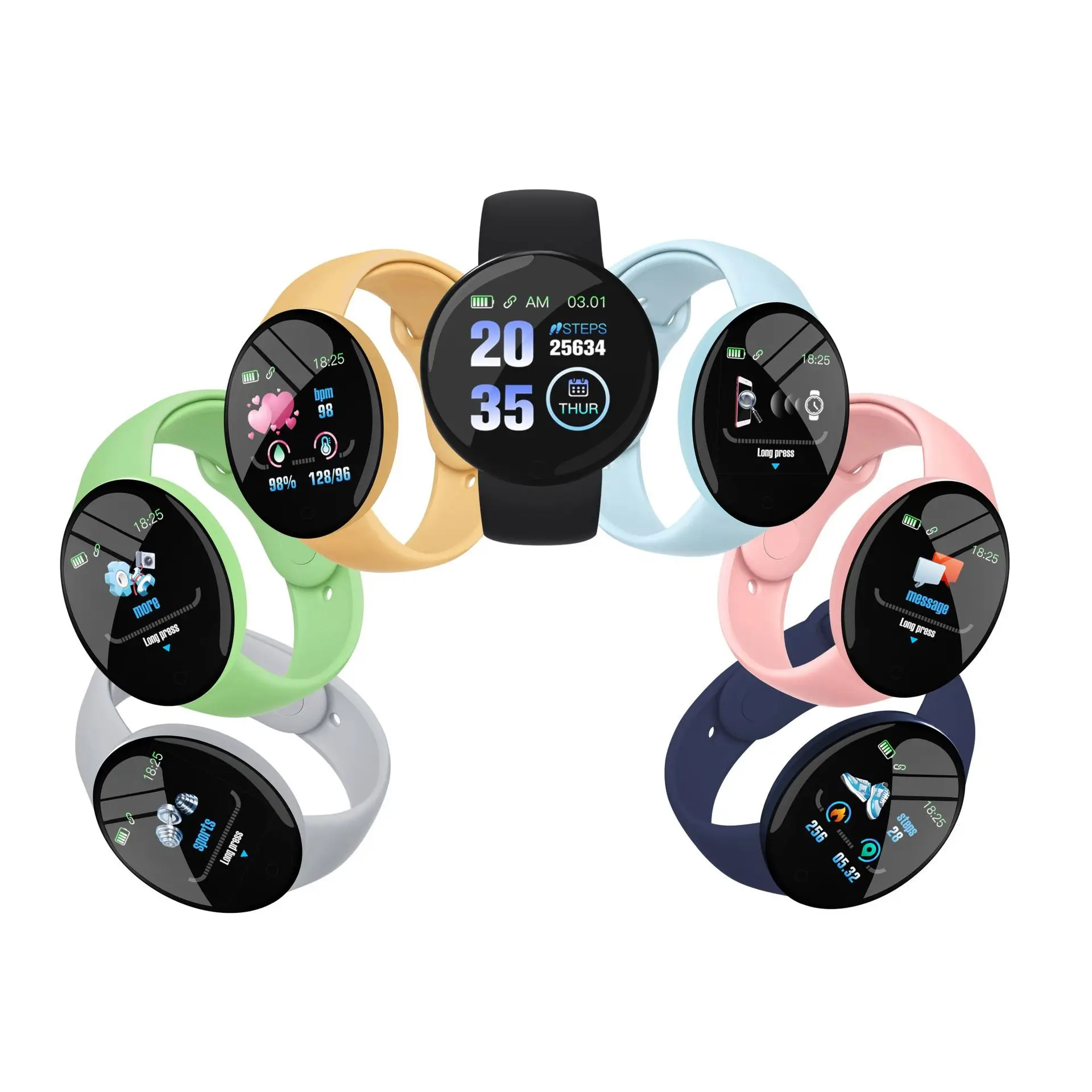 D18 Smart Watch Bluetooth Macaron Men Women Step Counting Heart Rate Blood Sports Bracelet Tracker Pressure Sleep Monitor
D18 Smart Watch Bluetooth Macaron Men Women Step Counting Heart Rate Blood Sports Bracelet Tracker Pressure Sleep Monitor