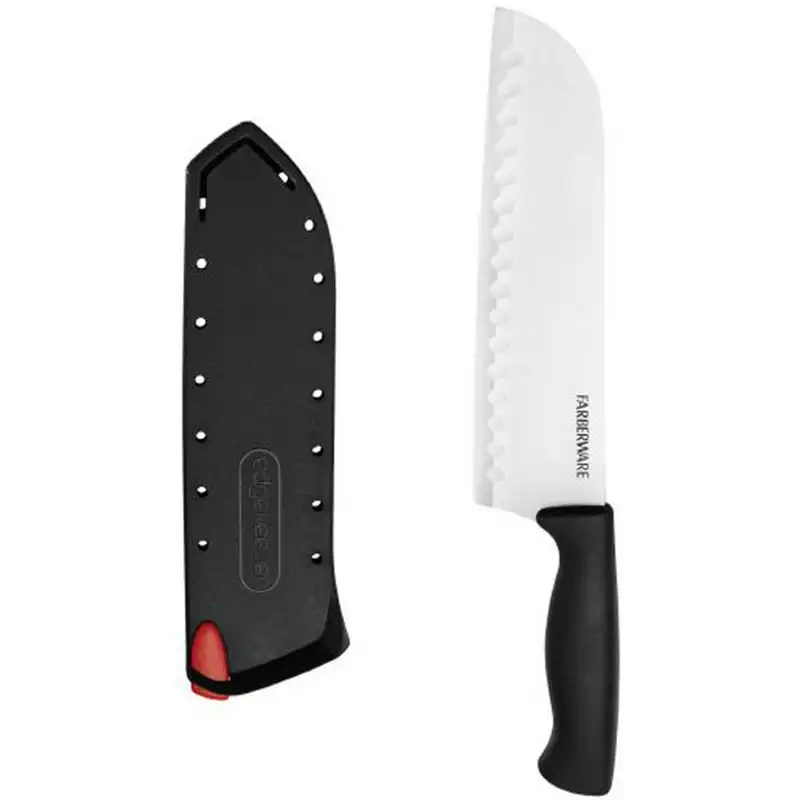 

Classic 7-inch Santoku Knife with Black Self-Sharpening Sleeve and Handle Scissor sharpener Knifes tactical Otf automatic knife