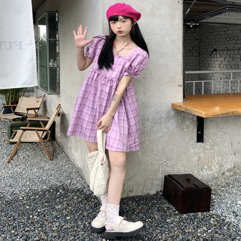 2023 Summer New Dress Korean Version Square Neck Purple Plaid Fashion Versatile Thin Free Shipping
2023 Summer New Dress Korean Version Square Neck Purple Plaid Fashion Versatile Thin Free Shipping