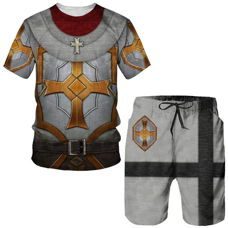 Crusader Knight Print Men's Short Sleeve 2 Piece Set Fashionable Summer Male Sportswear Vintage T-shirt Shorts Printed Set Man
Crusader Knight Print Men's Short Sleeve 2 Piece Set Fashionable Summer Male Sportswear Vintage T-shirt Shorts Printed Set Man