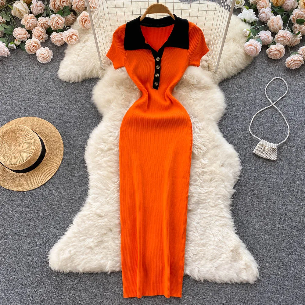 Chic Elegant Turn Down Collar Short Sleeve Midi Bodycon Dress Sexy Women Fashion Knitted Wrap Vestido Elastic Slim Pencil Dress
Chic Elegant Turn Down Collar Short Sleeve Midi Bodycon Dress Sexy Women Fashion Knitted Wrap Vestido Elastic Slim Pencil Dress