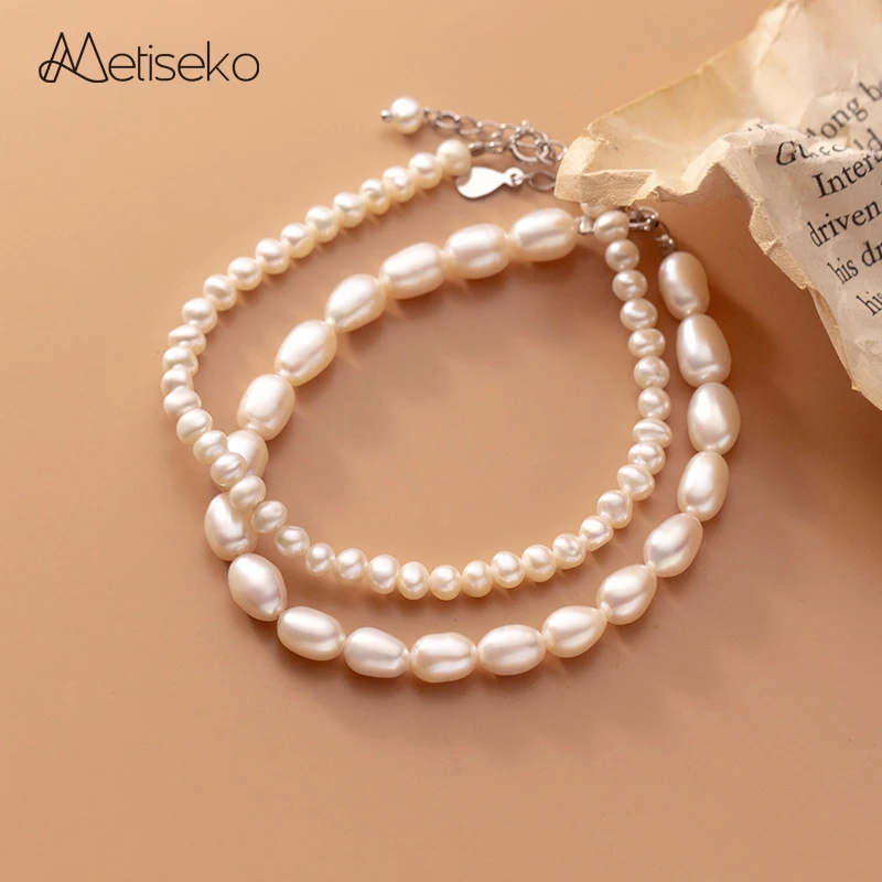 Metiseko Natural Freshwater Pearls Bracelets 925 Sterling Silver Chain Simple Elegant Matching Easily for Women Party Engagement
Metiseko Natural Freshwater Pearls Bracelets 925 Sterling Silver Chain Simple Elegant Matching Easily for Women Party Engagement