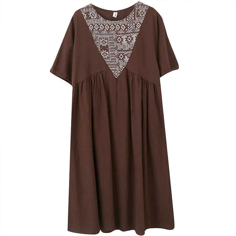 Cotton dress summer new cotton and linen generous patch vintage one-piece A-line one-piece plus size dress
Cotton dress summer new cotton and linen generous patch vintage one-piece A-line one-piece plus size dress