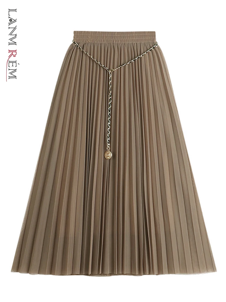 LANMREM Chain Pendant Skirt For Women Solid Color High Waist Mid-calf A-line Skirts Female Fashion 2022 New Autumn Summer 2N437
LANMREM Chain Pendant Skirt For Women Solid Color High Waist Mid-calf A-line Skirts Female Fashion 2022 New Autumn Summer 2N437