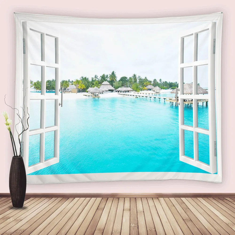 Tropical Ocean Tapestry Coconut Tree Palm Beach Island Wall Hanging Window Natural Scenery Tapestries Living Room Dorm Bedroom 
Tropical Ocean Tapestry Coconut Tree Palm Beach Island Wall Hanging Window Natural Scenery Tapestries Living Room Dorm Bedroom