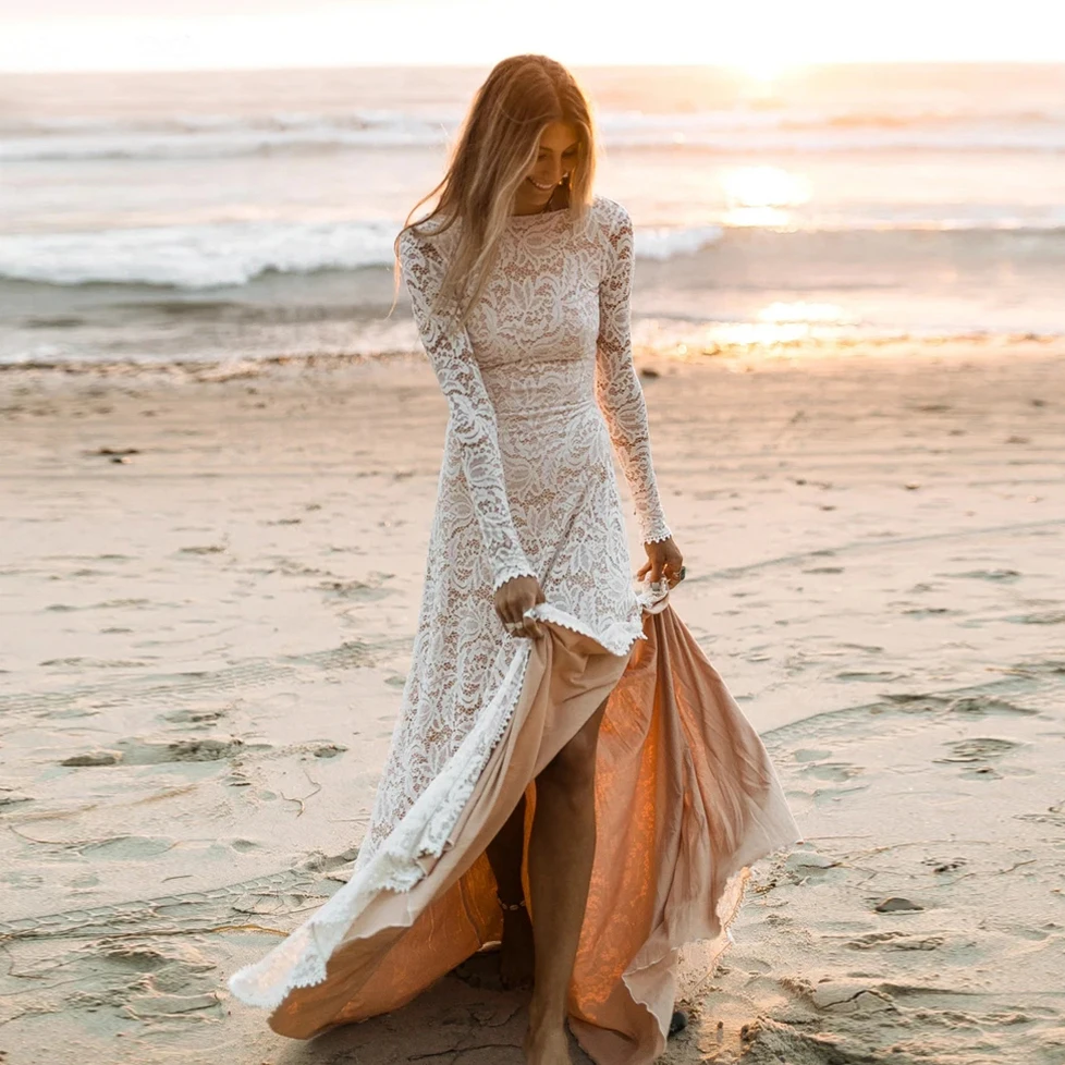 2022Lace Boho Wedding Dress for Women Long Sleeve Side Slit Backless Beach Bride Dresses Bridal Gowns Vestido De Noiva Lace Boh
2022Lace Boho Wedding Dress for Women Long Sleeve Side Slit Backless Beach Bride Dresses Bridal Gowns Vestido De Noiva Lace Boh