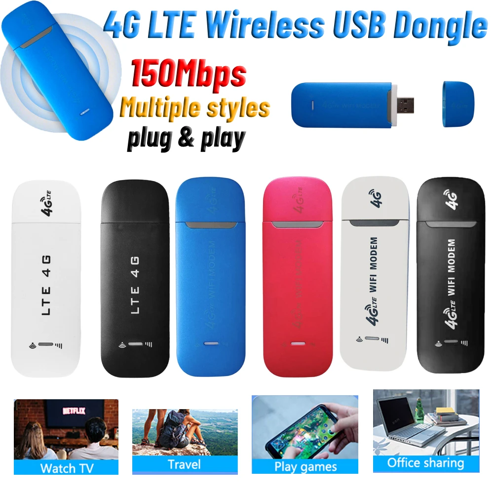 4G LTE Wireless USB Dongle Pocket 150Mbps Modem Stick Sim Card Mobile Broadband Wireless Network WIFI Adapter For Laptops Office
4G LTE Wireless USB Dongle Pocket 150Mbps Modem Stick Sim Card Mobile Broadband Wireless Network WIFI Adapter For Laptops Office