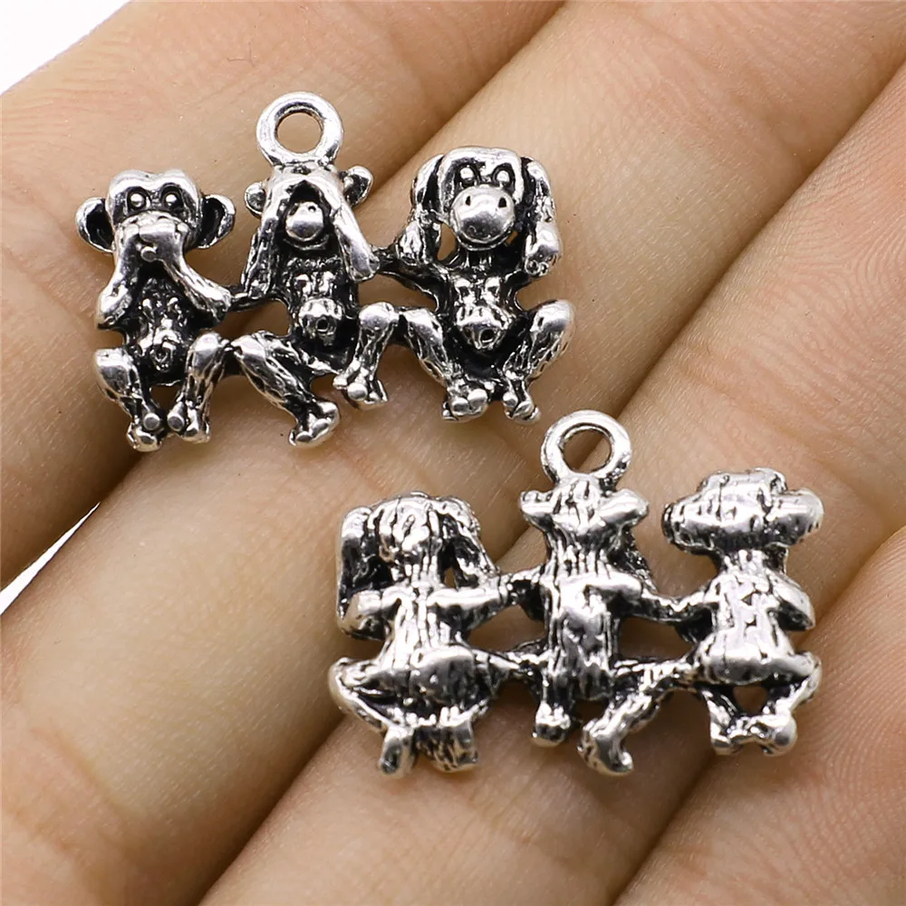 10pcs 19x25mm Antique Silver Color Three Wise Monkeys Charms For Jewelry Making B14518
10pcs 19x25mm Antique Silver Color Three Wise Monkeys Charms For Jewelry Making B14518