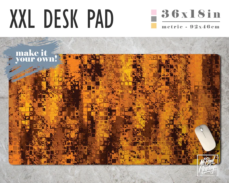 Gold Pixels Marble Print Extra Large Desk Pad with Available Custom Monogram - Extended Mouse Mat - 36x18in
Gold Pixels Marble Print Extra Large Desk Pad with Available Custom Monogram - Extended Mouse Mat - 36x18in