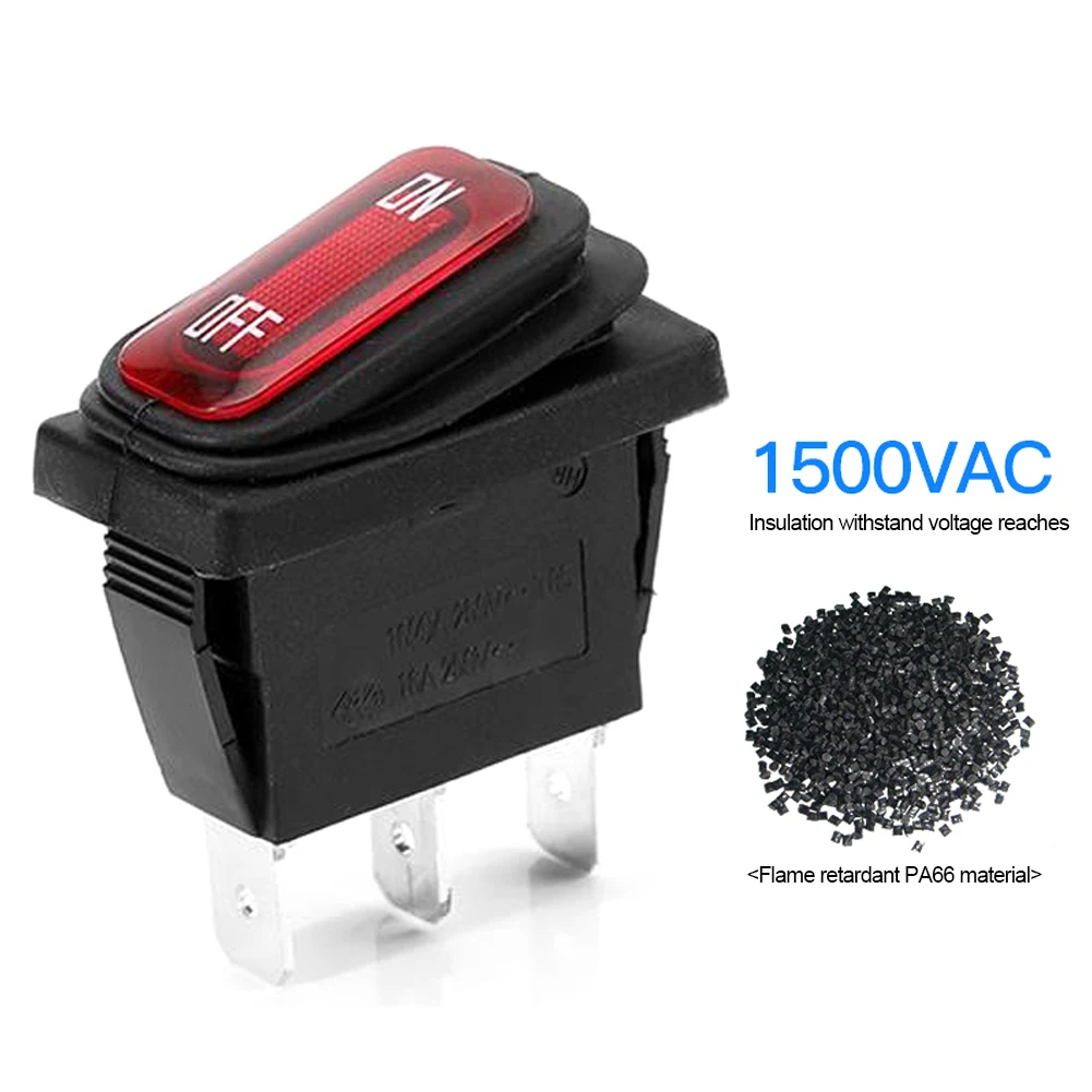 Waterproof 3pin ON/OFF 16A 125V AC Light Power Switch High Current Rocker With LED Button Switch Ship Type Universal 
Waterproof 3pin ON/OFF 16A 125V AC Light Power Switch High Current Rocker With LED Button Switch Ship Type Universal
