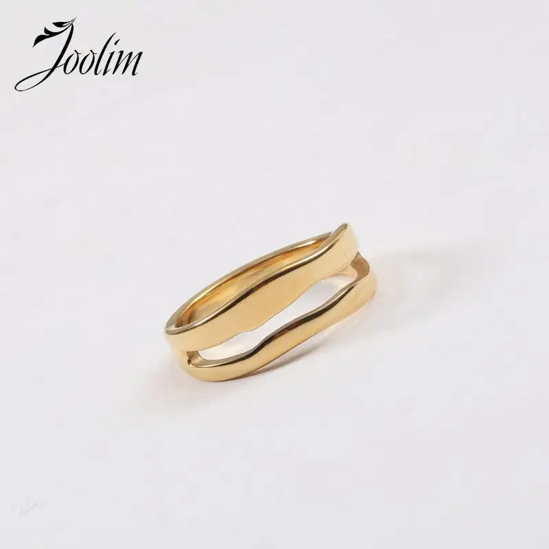 Joolim High End Gold Finish Artistic Irregular Fake Double Layer Cuff Rings Trend For Women Stainless Steel Jewelry Wholesale
Joolim High End Gold Finish Artistic Irregular Fake Double Layer Cuff Rings Trend For Women Stainless Steel Jewelry Wholesale