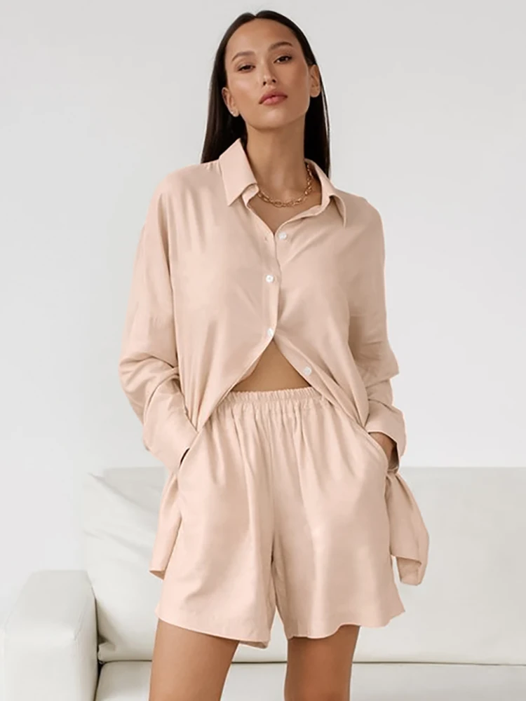 Linad Casual Women's Nightwear Apricot 2 Piece Sets Long Sleeve Sleepwear Loose Suits With Shorts Female Pajamas Autumn 2022
Linad Casual Women's Nightwear Apricot 2 Piece Sets Long Sleeve Sleepwear Loose Suits With Shorts Female Pajamas Autumn 2022