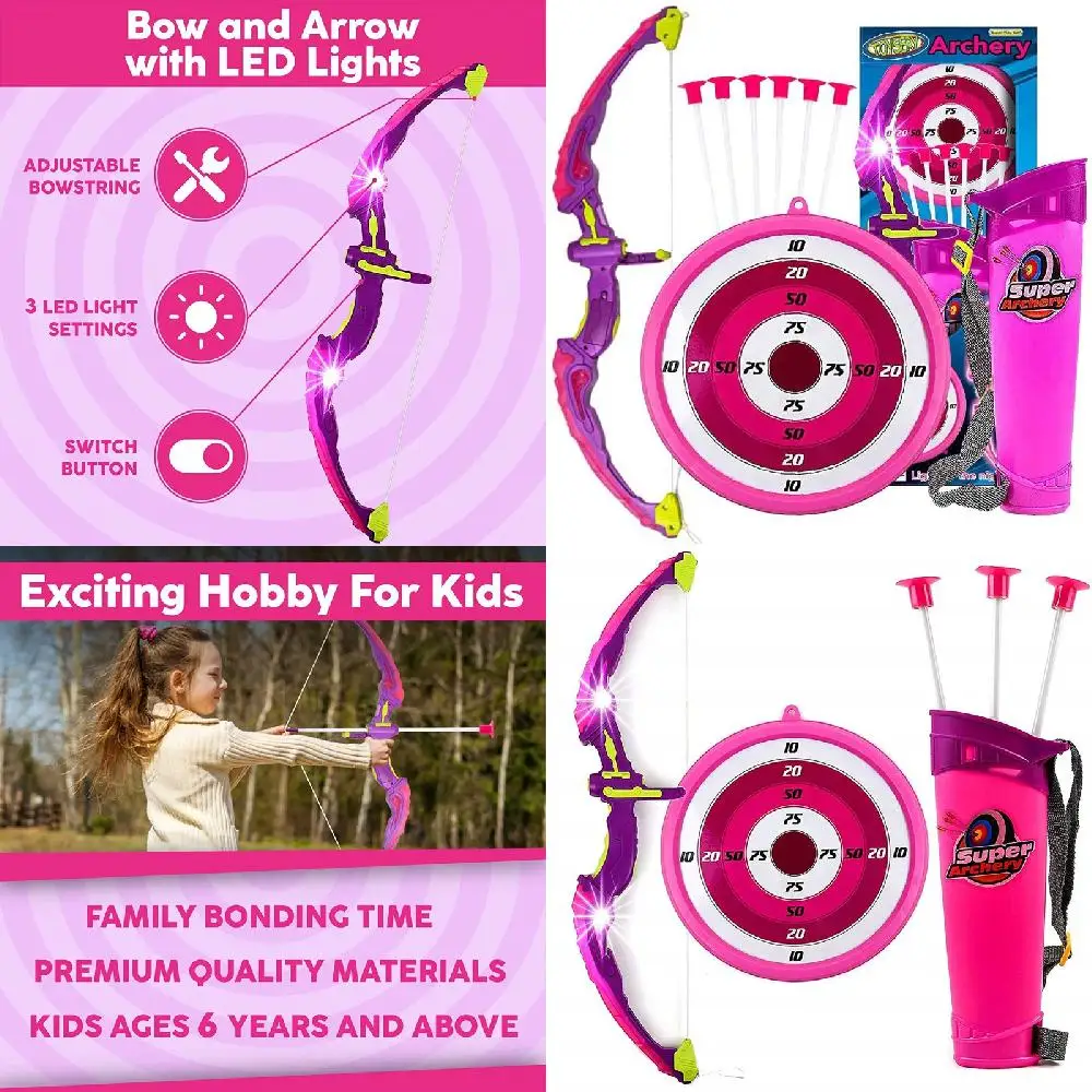 & Fun Activity for Parties, Barbecues & Birthdays "Ideal & Fun Pink LED Bow & Arrow Suction Cup Flash Lights Archery Target Set
& Fun Activity for Parties, Barbecues & Birthdays "Ideal & Fun Pink LED Bow & Arrow Suction Cup Flash Lights Archery Target Set