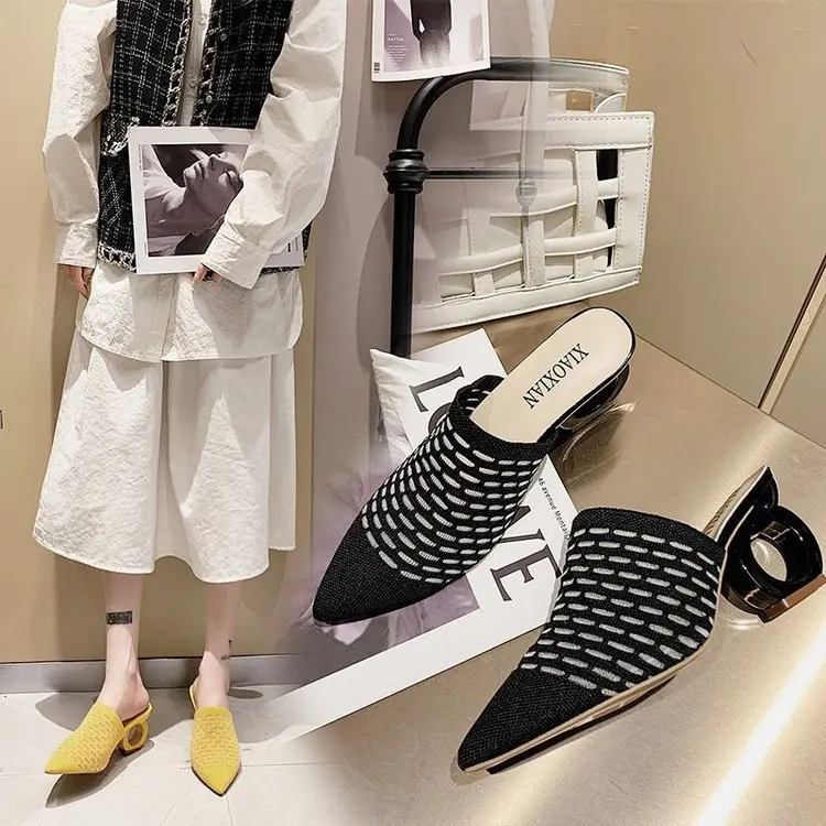 7cm Cutout High Heels Pointed Toe Slippers Women's Shoes Stretch Fabric Air Mesh Muller Slip Over Flip-Flops Slides Plus Size 43
7cm Cutout High Heels Pointed Toe Slippers Women's Shoes Stretch Fabric Air Mesh Muller Slip Over Flip-Flops Slides Plus Size 43