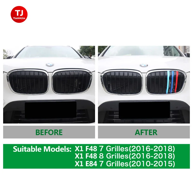 

ABS Car Front Grille Stripes Covers for BMW X1 E84 F48 Accessories Auto Motorsport Decorative Trims Sticker Car-styling