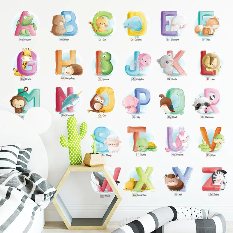 26 Letters Wall Stickers Cartoon Animal English Alphabet for Kids Children's Room Decorations Removable Self-adhesive Deacls
26 Letters Wall Stickers Cartoon Animal English Alphabet for Kids Children's Room Decorations Removable Self-adhesive Deacls