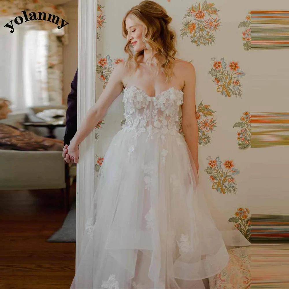 YOLANMY Classic Wedding Dresses Sweetheart Pleat Layered Lace Up Appliques Bridal Gown Robe De Mariée For Women Custom Made
YOLANMY Classic Wedding Dresses Sweetheart Pleat Layered Lace Up Appliques Bridal Gown Robe De Mariée For Women Custom Made