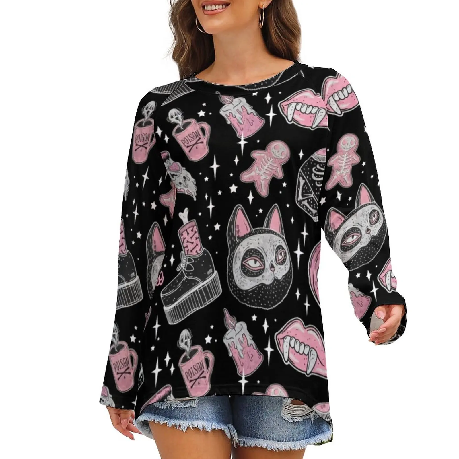 Spooky Skeleton T-Shirt Pumpkin Spooks and Creeps Ladies New Fashion Summer T Shirt Graphic Long-Sleeve Tshirt
Spooky Skeleton T-Shirt Pumpkin Spooks and Creeps Ladies New Fashion Summer T Shirt Graphic Long-Sleeve Tshirt