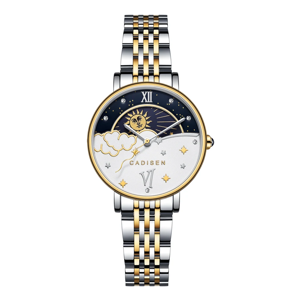 CADISEN New Women Gift Fashion Brand Quartz Wristwatch Ladies Luxury Rose Gold Watch Female Moon Phase Watch Relogio Feminino
CADISEN New Women Gift Fashion Brand Quartz Wristwatch Ladies Luxury Rose Gold Watch Female Moon Phase Watch Relogio Feminino