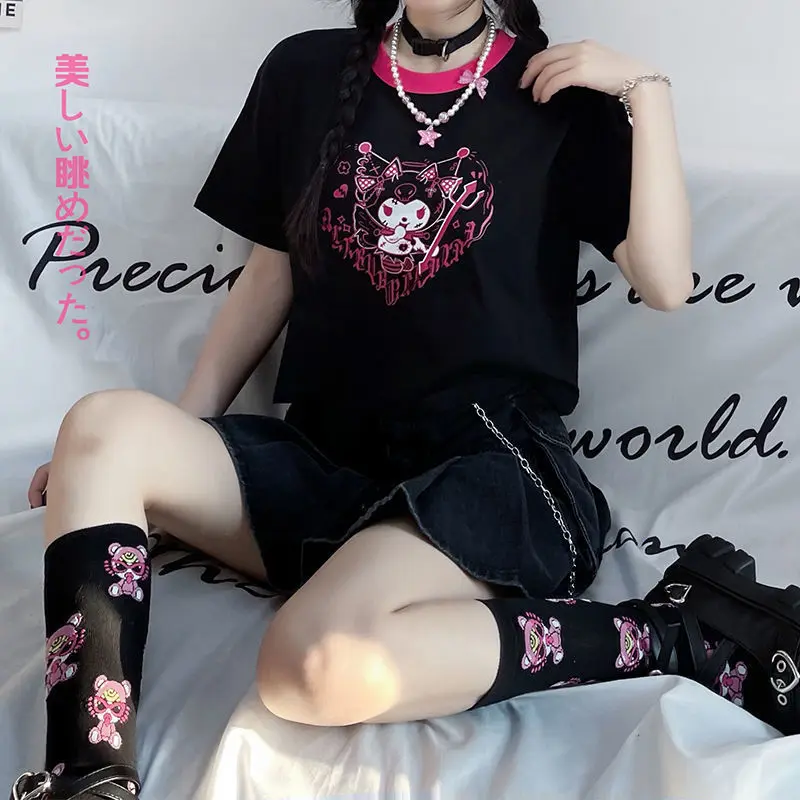 Summer New Kawaii Y2K Sanriode Kuromi Cotton Short-Sleeved Cartoon Cute Students Short Paragraph Round Neck Loose T-Shirt Ins
Summer New Kawaii Y2K Sanriode Kuromi Cotton Short-Sleeved Cartoon Cute Students Short Paragraph Round Neck Loose T-Shirt Ins