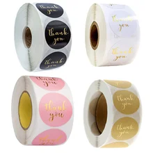 500pcs Round Labels Kraft Paper Thank You Sticker Dragees Candy Bag Flower Gift Box Cake Boxes and Packaging Wedding Stickers