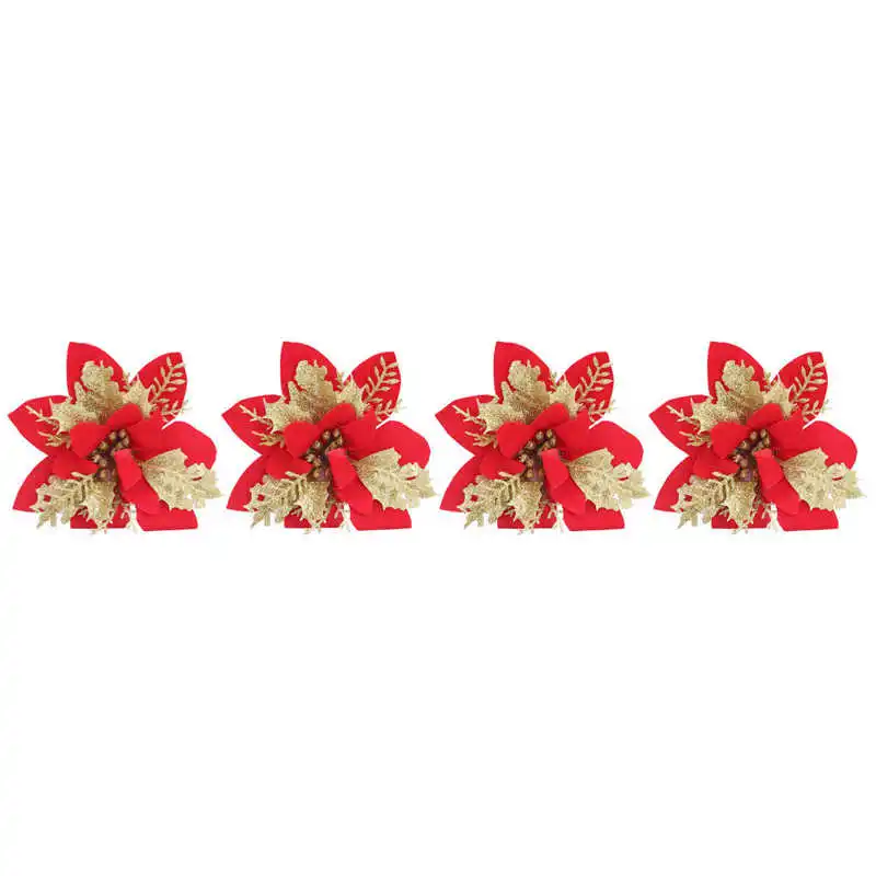 4pcs Artificial Christmas Flowers Christmas Tree Glitter Flowers With Golden Powder For Home Party Tree Decoration
4pcs Artificial Christmas Flowers Christmas Tree Glitter Flowers With Golden Powder For Home Party Tree Decoration