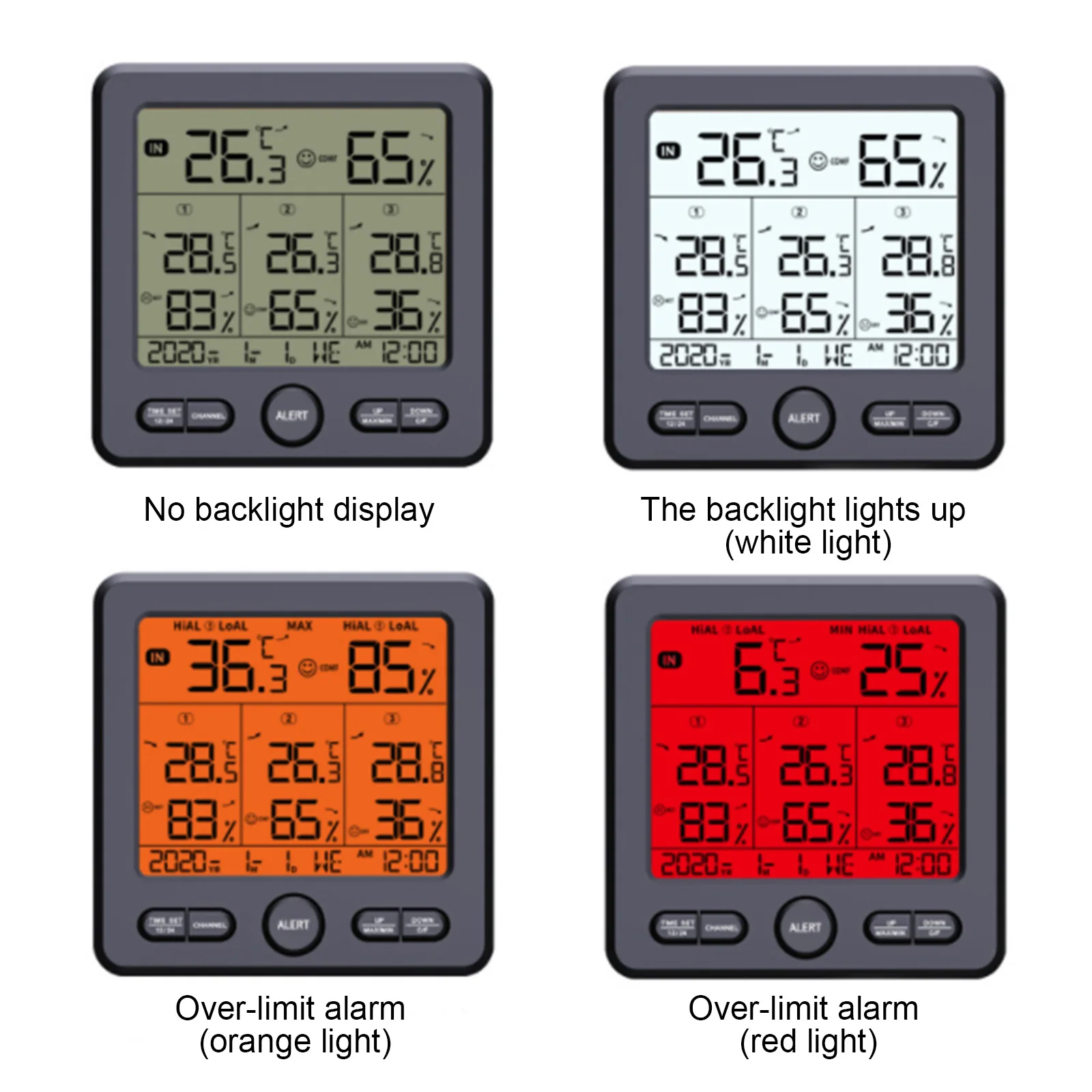 Digital Clock Hygrothermograph Indoor Thermometer Hygrometer With High Precision Color Prompt Function
Digital Clock Hygrothermograph Indoor Thermometer Hygrometer With High Precision Color Prompt Function