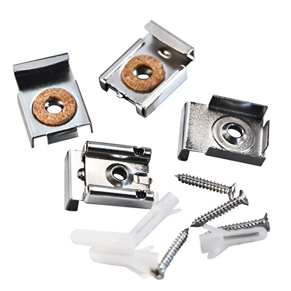 4pcs Spring Loaded Mirror Hanger Clips Set Unframed Mirror Mount Clips with Rawl Plugs and Screws (Silver)
4pcs Spring Loaded Mirror Hanger Clips Set Unframed Mirror Mount Clips with Rawl Plugs and Screws (Silver)