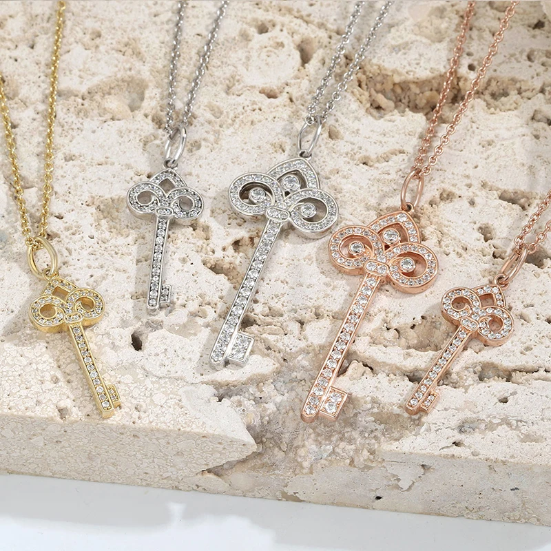 Ожерелье с ключами из серебра S925 пробы, классическое модное женское ожерелье высокого качества, ювелирные изделия в подарок 
Ожерелье с ключами из серебра S925 пробы, классическое модное женское ожерелье высокого качества, ювелирные изделия в подарок