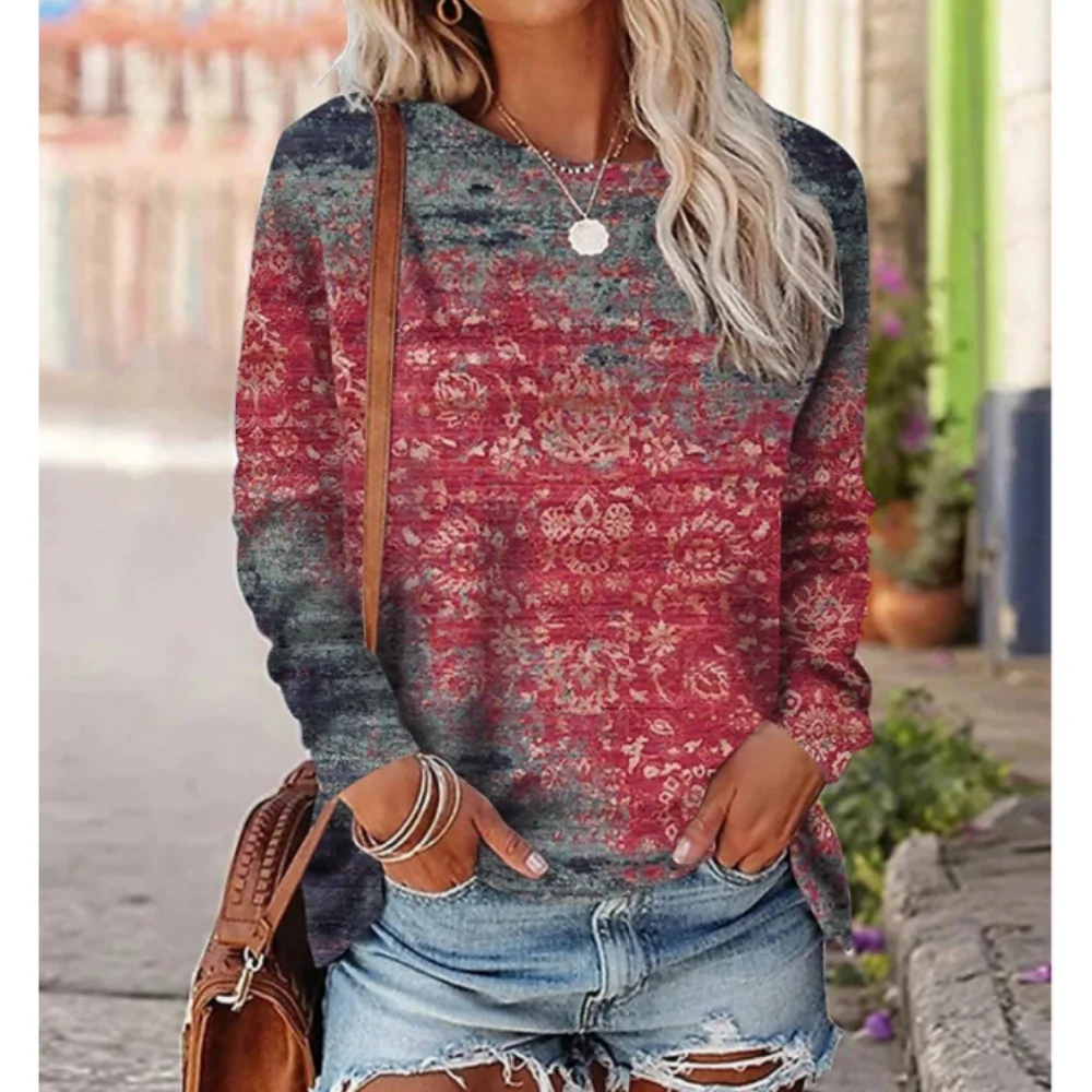 Women's Autumn T-shirt Gradient Fashion Oversized Pullover Harajuku Clothing O-Neck Cotton Long Sleeve Tee Brand New Casual Tops
Women's Autumn T-shirt Gradient Fashion Oversized Pullover Harajuku Clothing O-Neck Cotton Long Sleeve Tee Brand New Casual Tops