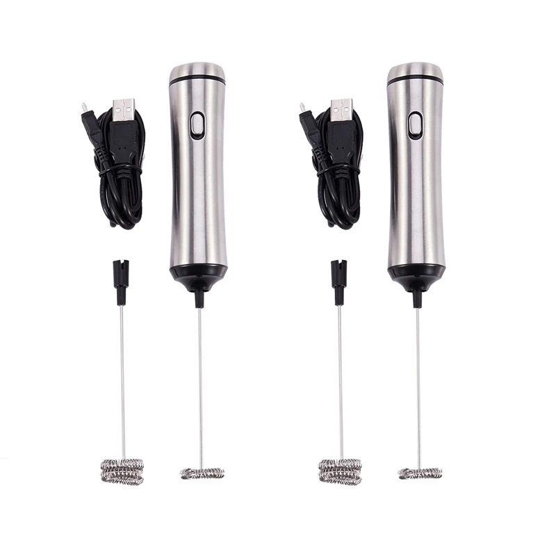 2X USB Chargeable Double Spring Whisk Head Electric Milk Frother Stainless Steel Handheld Milk Foamer Mixer Two Speeds
2X USB Chargeable Double Spring Whisk Head Electric Milk Frother Stainless Steel Handheld Milk Foamer Mixer Two Speeds