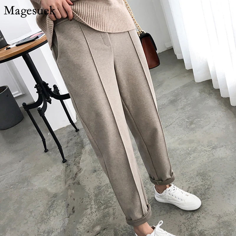 Брюки-султанки женские шерстяные с завышенной талией, на осень/зиму 
Брюки-султанки женские шерстяные с завышенной талией, на осень/зиму