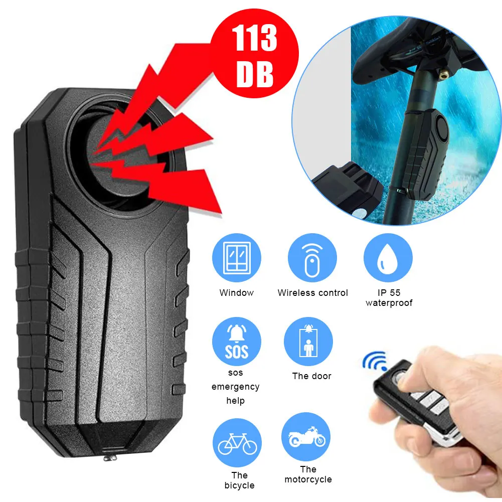 Bike Alarm Waterproof Motorcycle Electric Bikes Security AntiLost Wireless Remote Control 113dB Vibration Detector Warning Alarm
Bike Alarm Waterproof Motorcycle Electric Bikes Security AntiLost Wireless Remote Control 113dB Vibration Detector Warning Alarm
